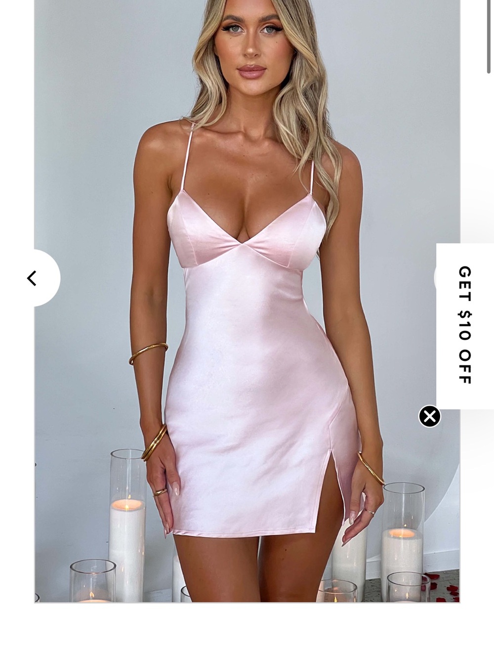 Babyboo Blush Pink Satin Slip Mini Dress with Spaghetti Straps